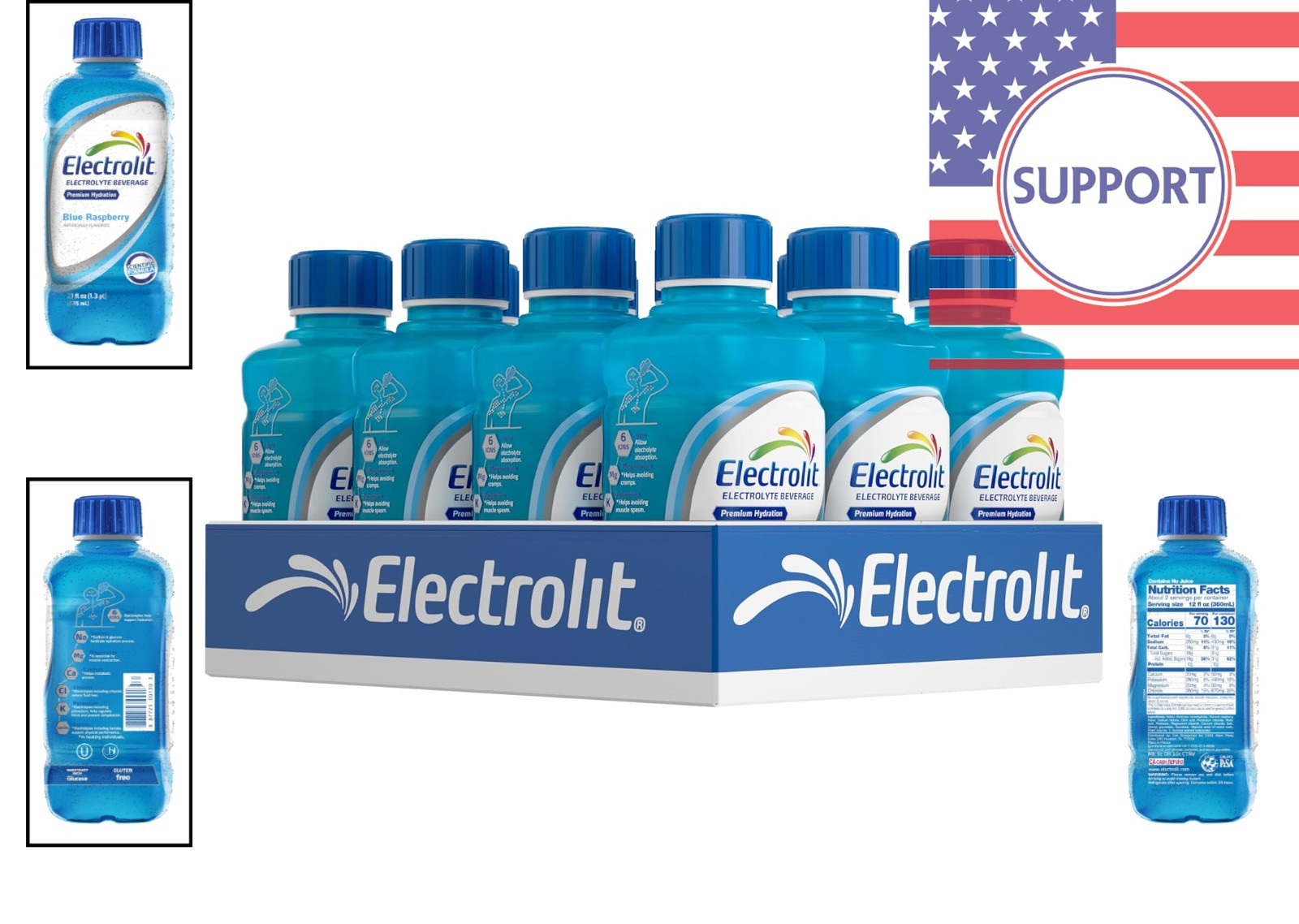 Instant Hydration with 12 Blue Raspberry Electrolyte Drinks – 21 Fl Oz Bottles