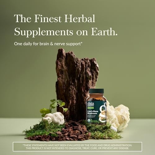 Gaia Herbs Lion’s Mane Mushroom – Brain Health Support* – 40 Vegan Capsules (40