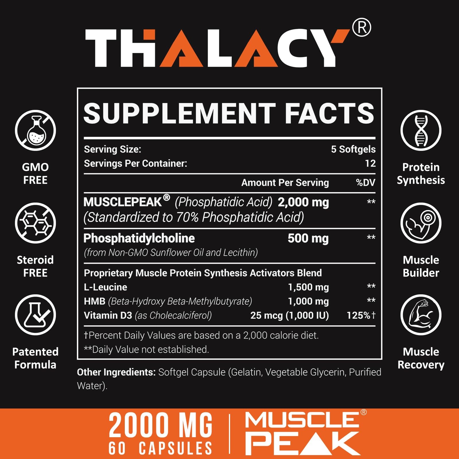 Thalacy 2000mg Liposomal Phosphatidic Acid Muscle 1 Count (Pack of 60)