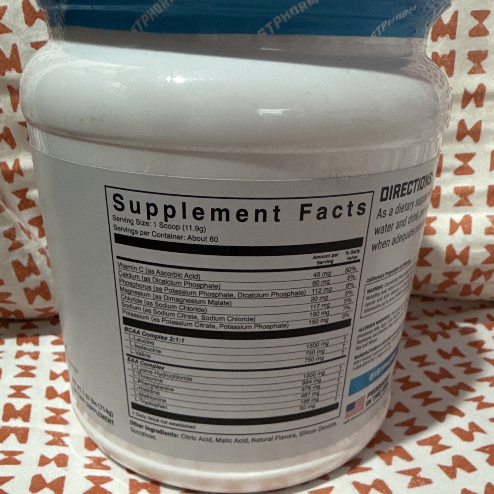 1st Phorm EAA Essential Amino Acids Powder Sour Green Apple, 60 Serv, 1.6 lb