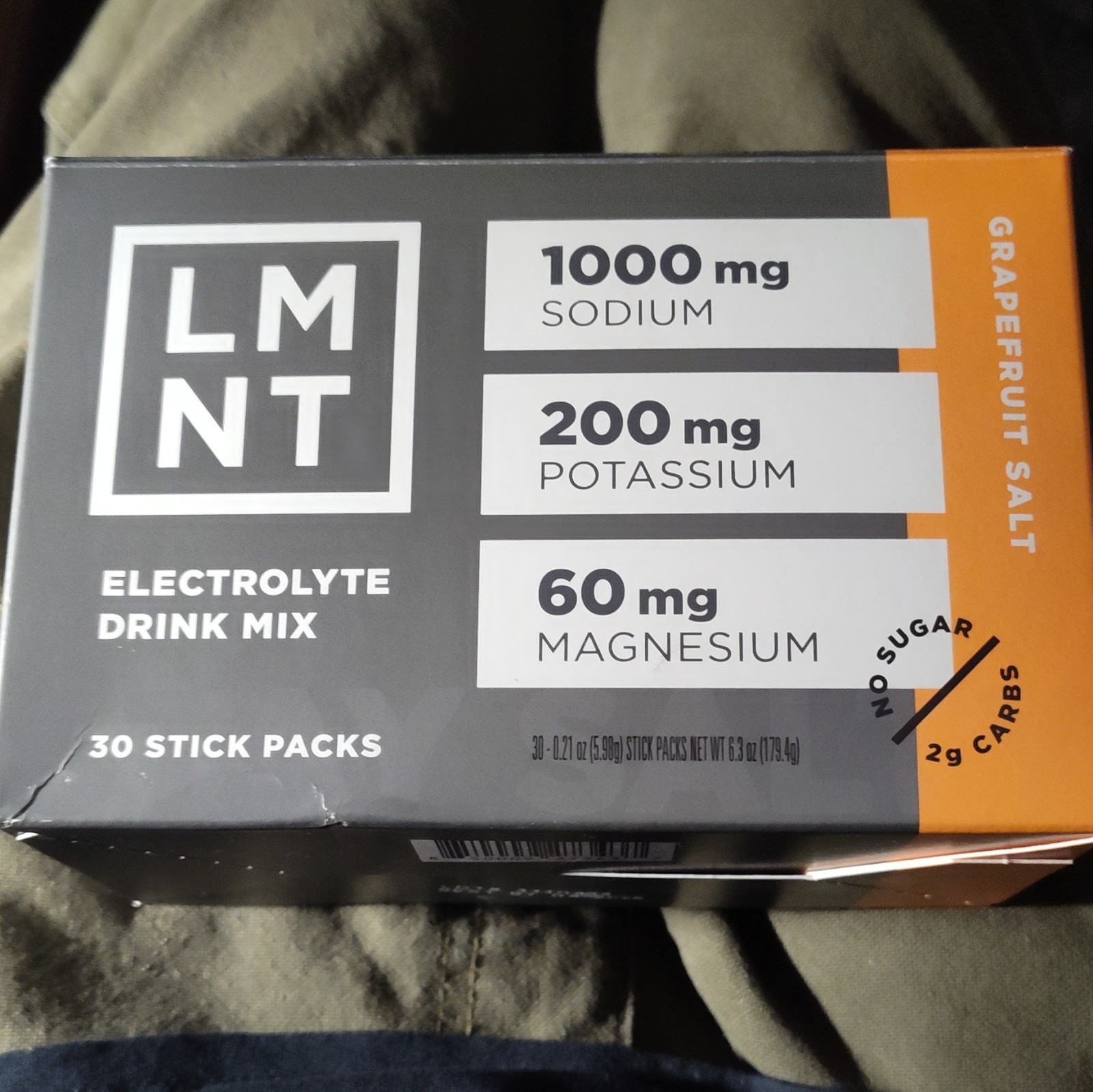 LMNT Grapefruit Salt Electrolyte Drink Mix Zero Sugar 30 Stick Packs 6g
