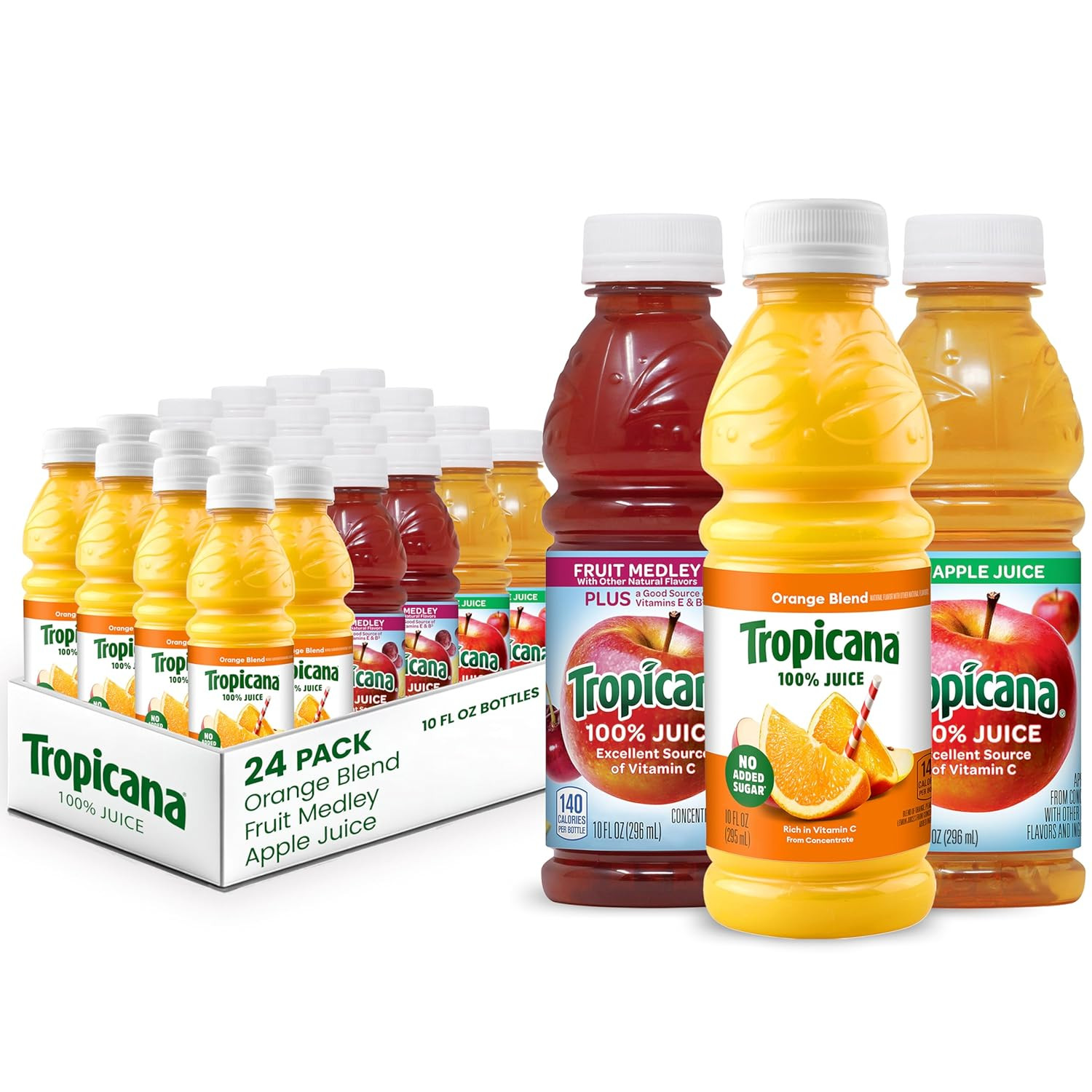 Tropicana 100% Juice 3-Flavor Classic Variety Pack,10 Fl Oz (Pack of 24)