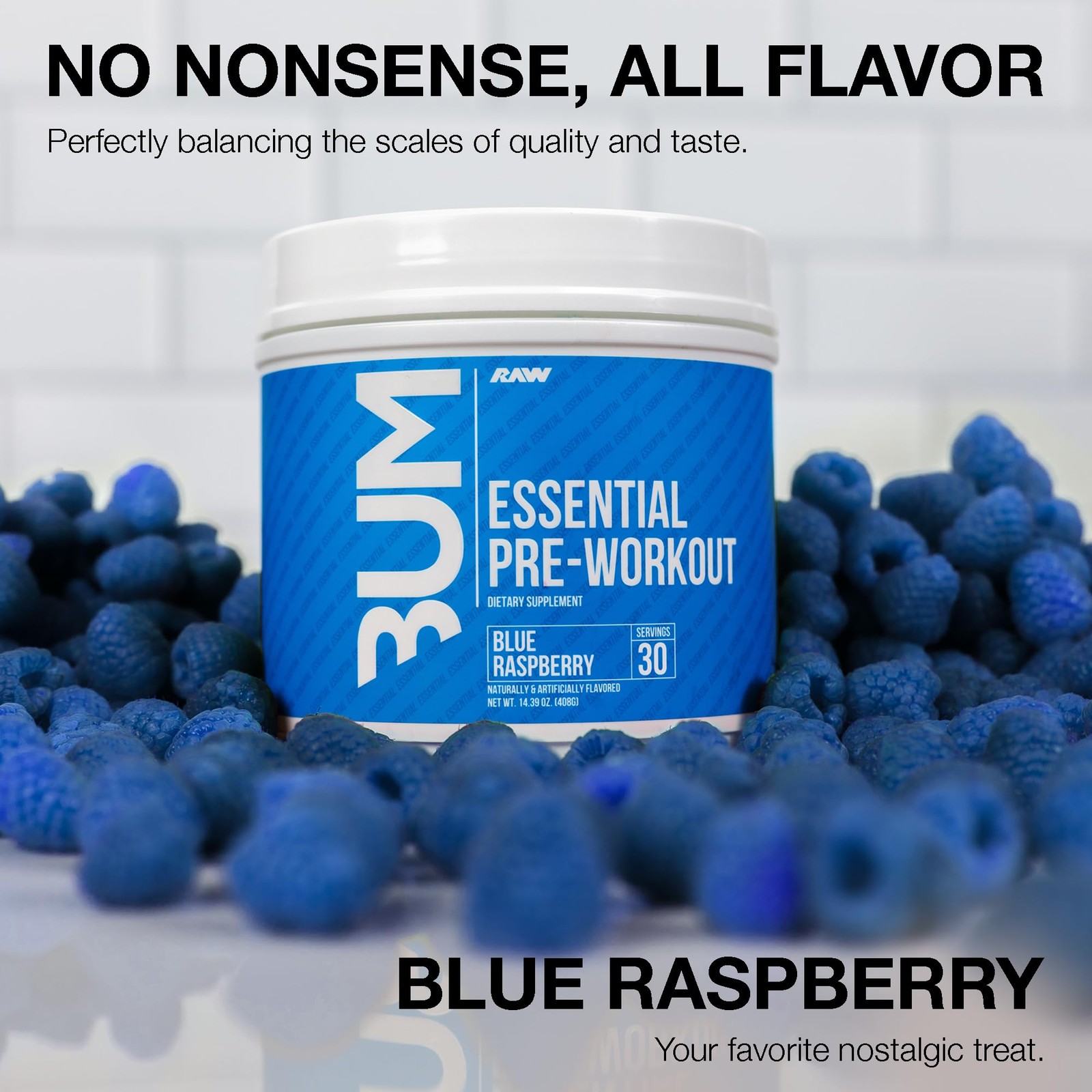 RAW Nutrition – Essential Pre – Chris 14.39 Ounce (Pack of 1), Blue Raspberry