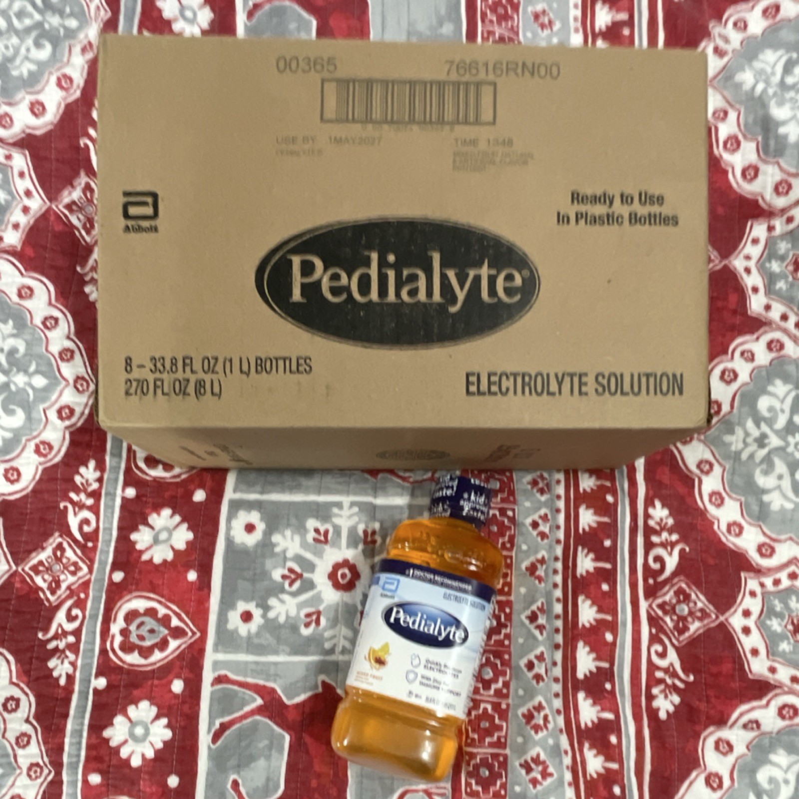 Pedialyte Electrolyte Solution Mixed Fruit 33.8 fl oz with Zinc (8 Pack)