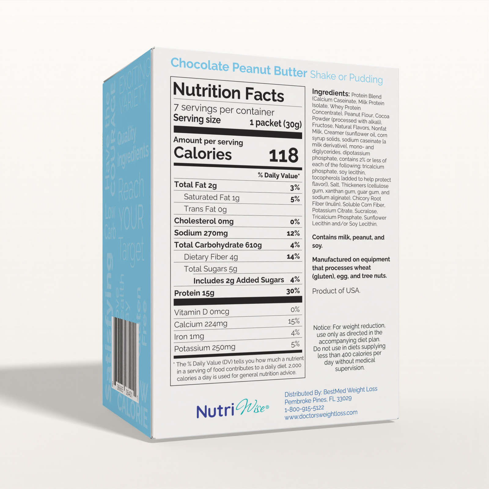 NutriWise Chocolate Peanut Butter Protein Shake or Pudding (7ct)
