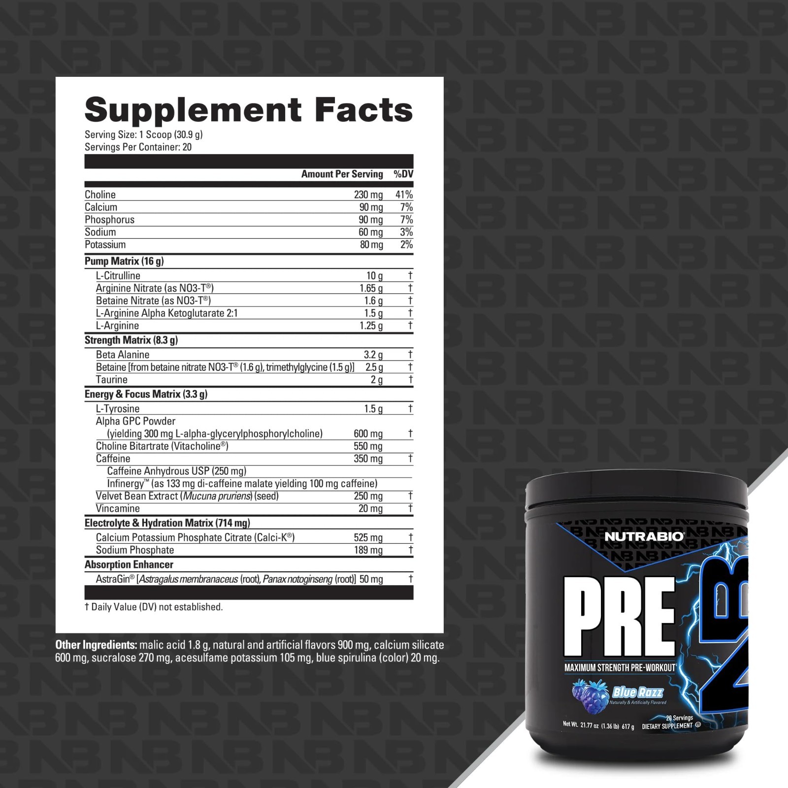 Explosive Blue Razz Pre-Workout Powder | Energy, Focus, Endurance, Pumps | Caffe