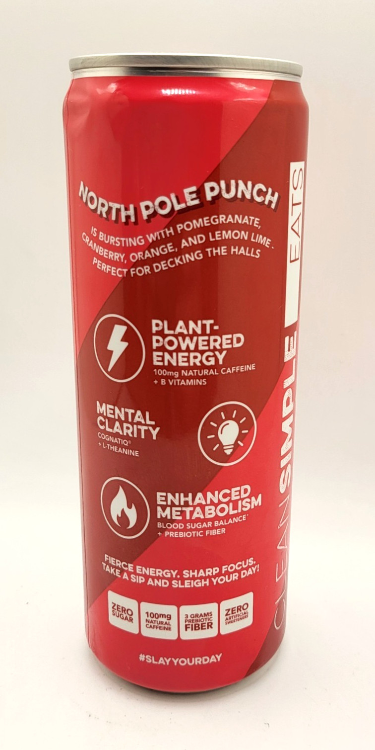 Clean Simple Eats 12 PACK Energy + Focus NORTH POLE PUNCH 12 oz cans x12 Pk