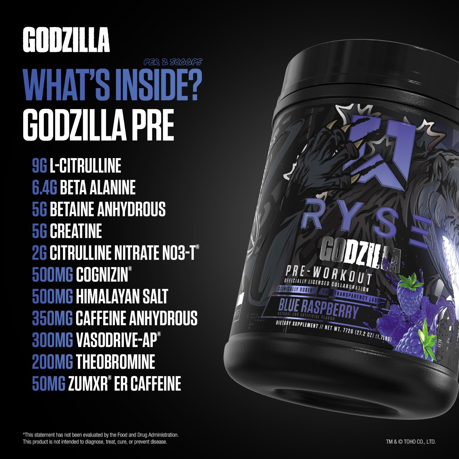 High-Stim Pre Workout Powder – Blue Raspberry, 400mg Caffeine, Energy & Focus, C