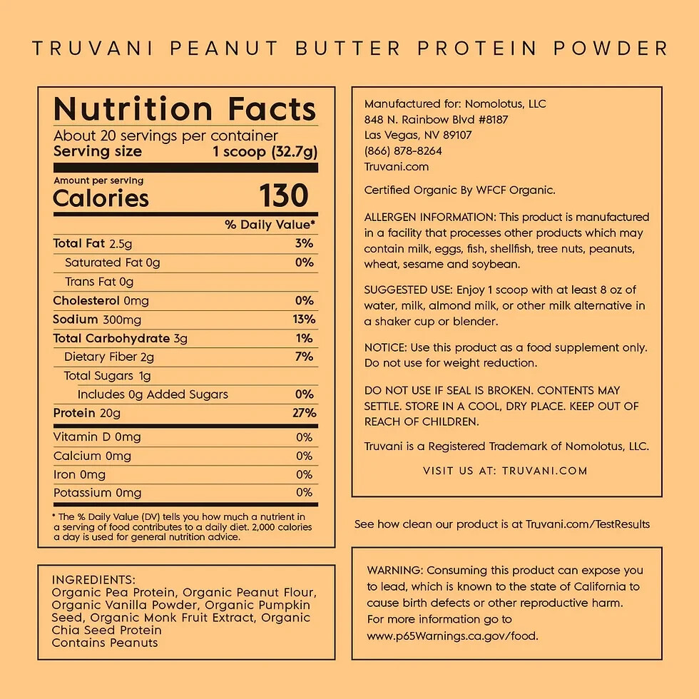 Truvani Plant Based Protein – 1.44LBS Peanut Butter