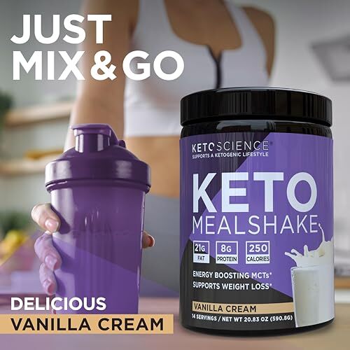 KetoScience Vanilla Meal Replacement Shake 20.7 Ounces 21g Healthy Fats