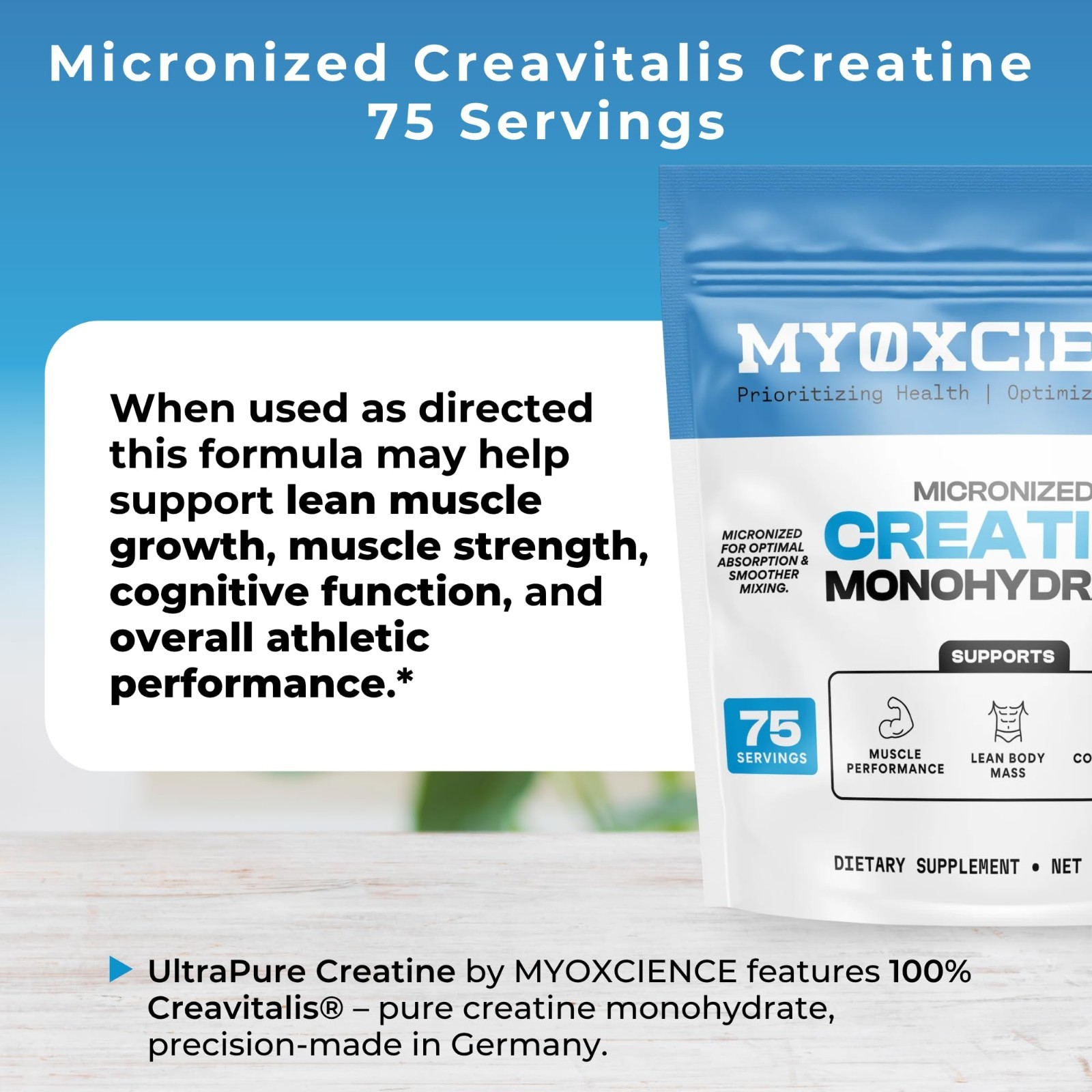 Micronized Creatine Monohydrate Powder | Pure Creatine for Muscle & Cognition |