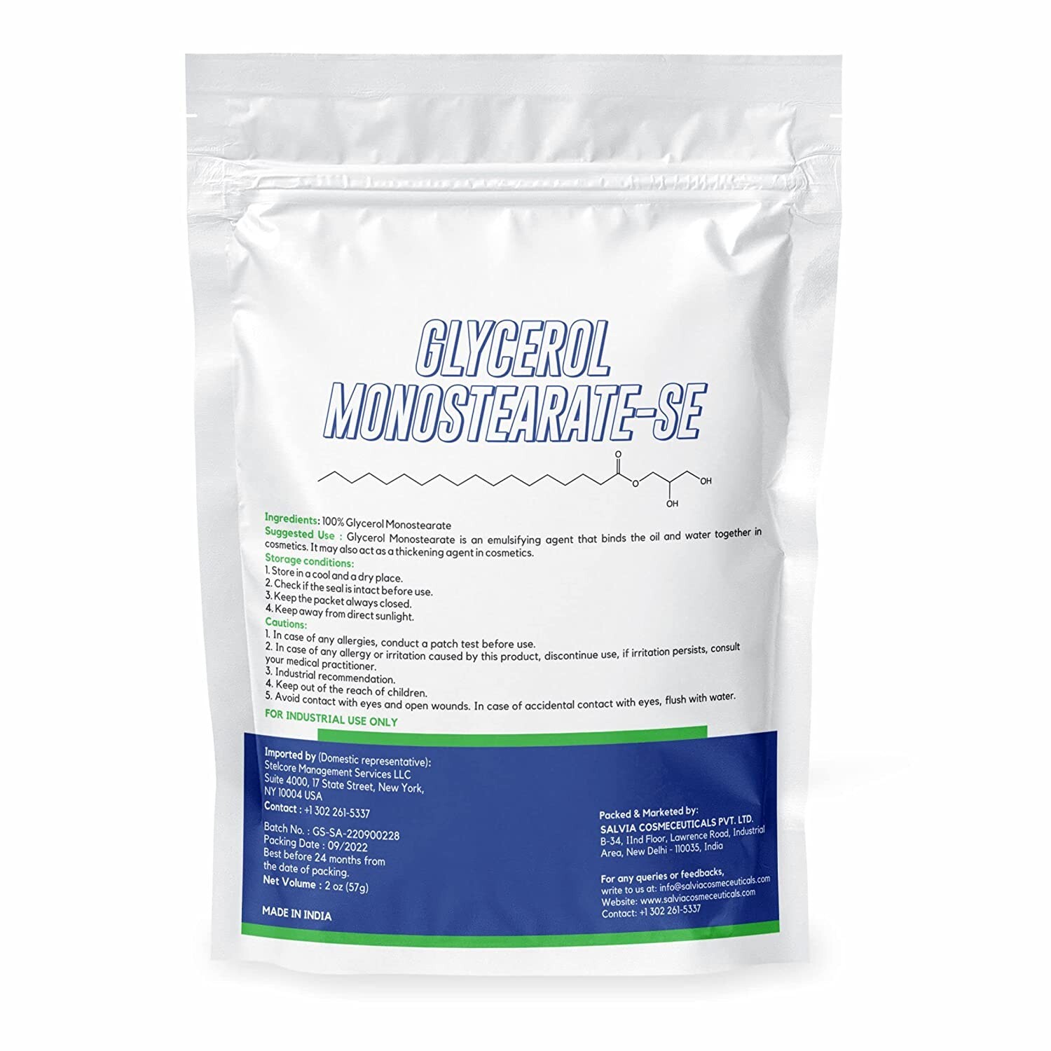 Myoc Glycerol Monostearate- SE- (57g/2oz), Glycerol Monostearate Powder.