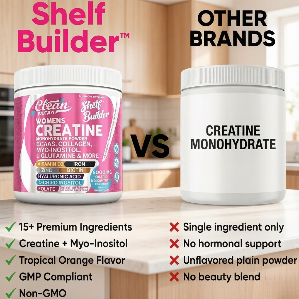 Clean Nutra Women Creatine Powder Collagen Inositol Muscle Hormone