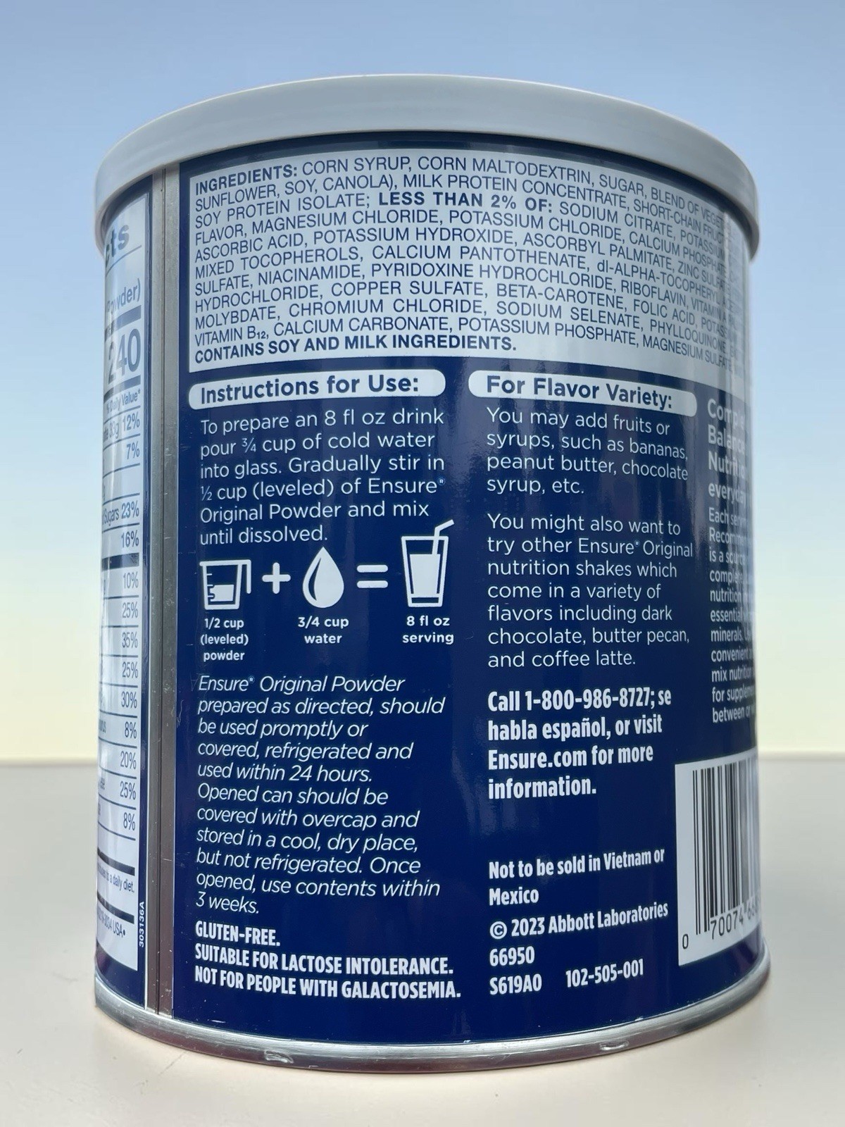 Ensure Vanilla flavored Original Nutrition Powder 08/26 Abbott Nutrition