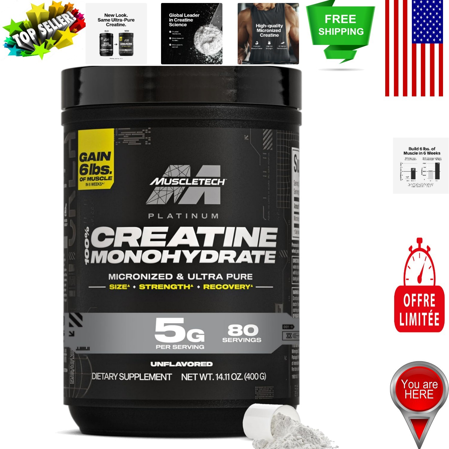 Unflavored Micronized Creatine Powder – 80 Servings for Enhanced Performance