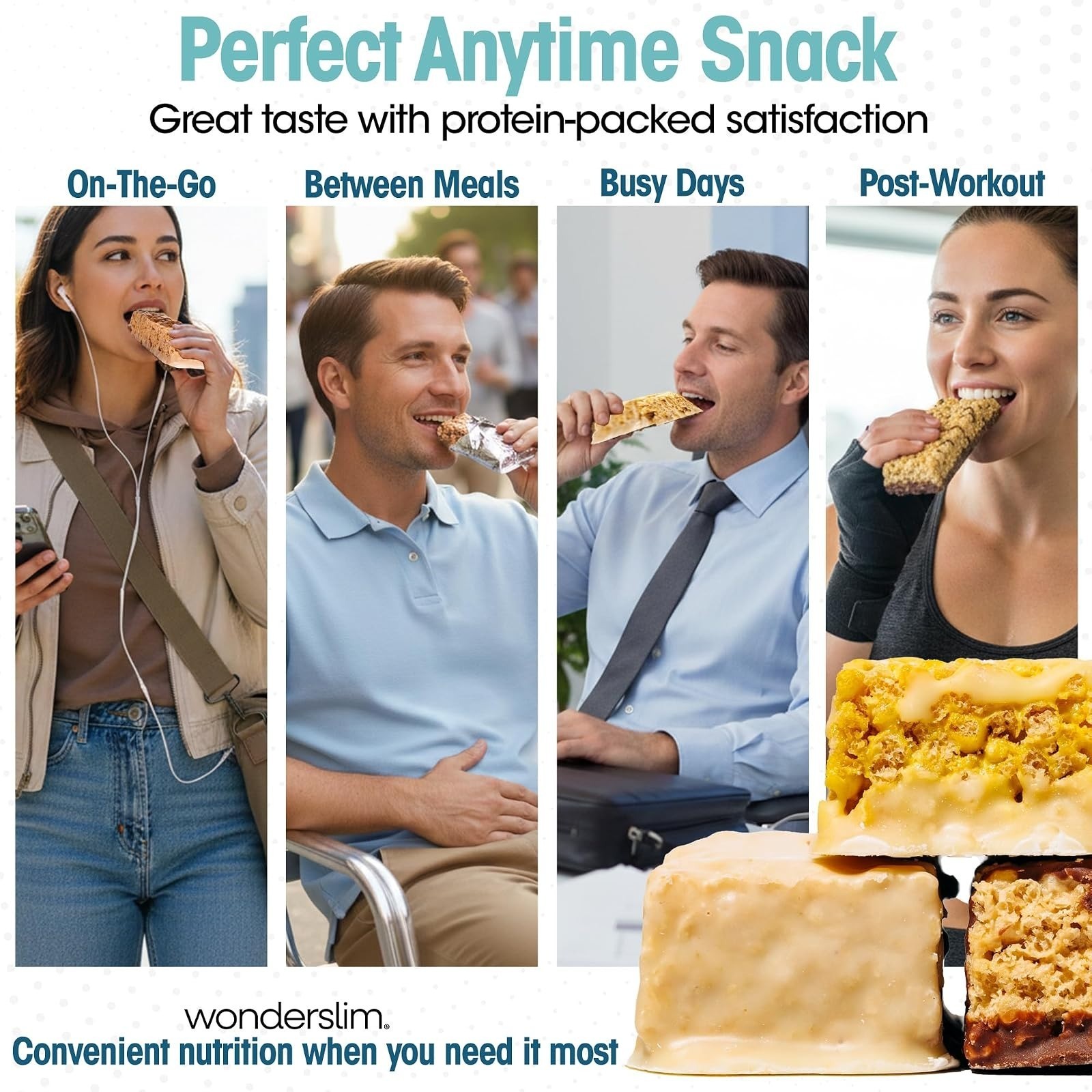 WonderSlim High Fiber Protein Bars – 15g Protein, Low Sugar, Gluten-Free