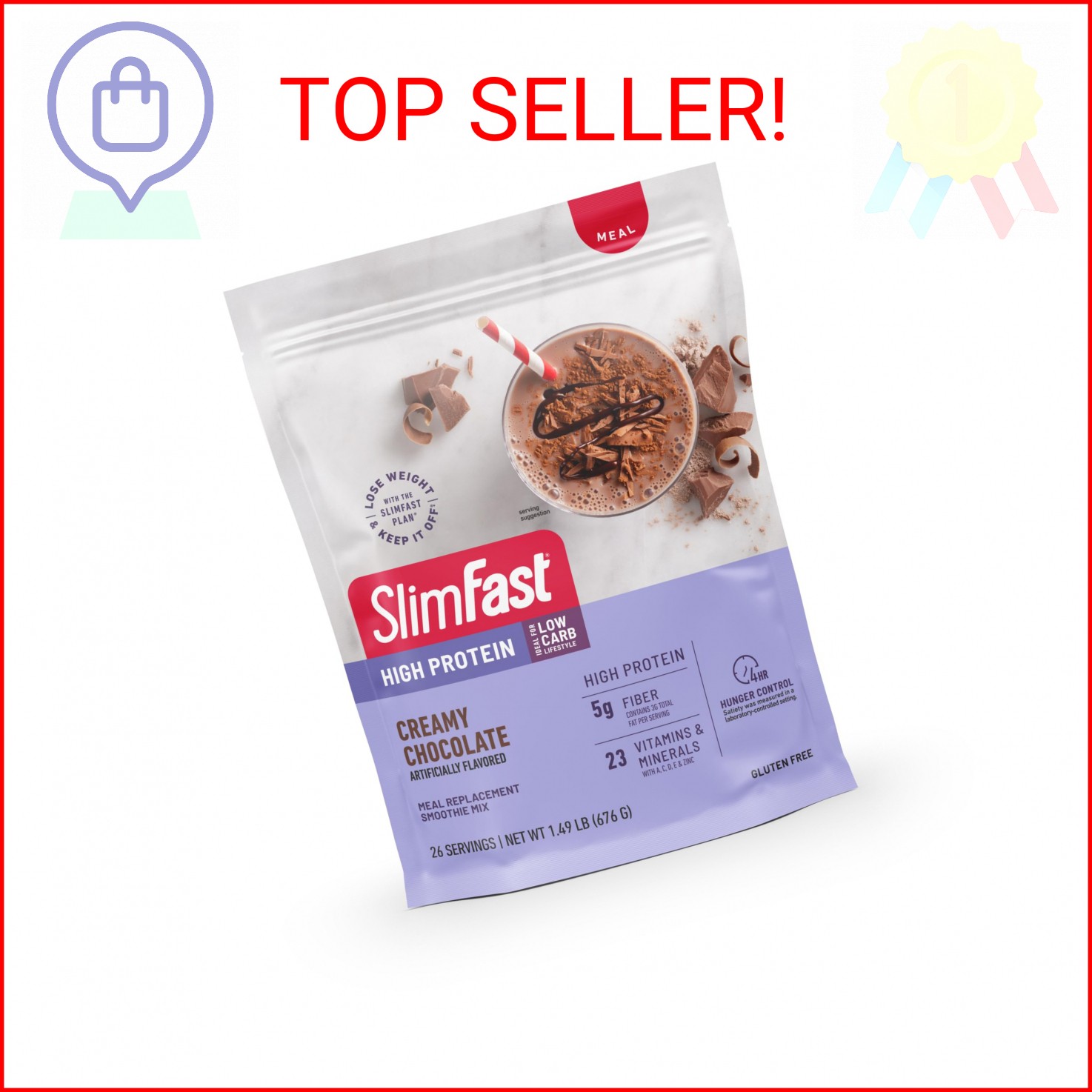 SlimFast High Protein Meal Replacement Powder, Advanced Nutrition Smoothie Mix w