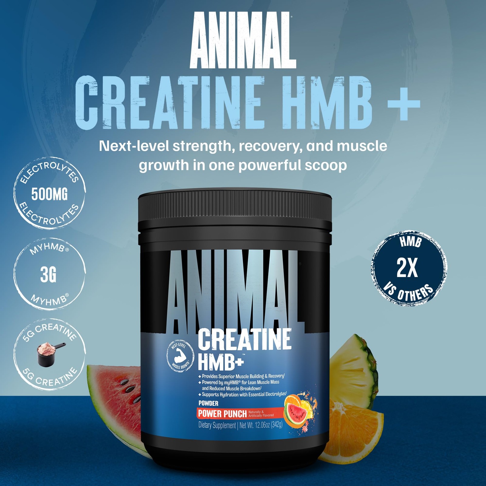 Animal Creatine HMB Powder – 3g myHMB + 5g with 30 Servings, Red