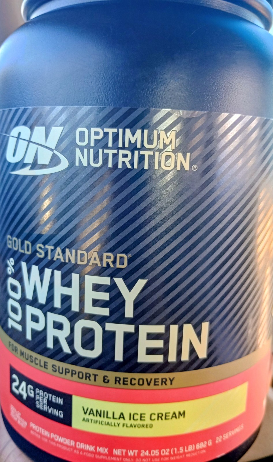 Optimum Nutrition Gold Standard 100% Whey Vanilla Ice Cream 24.05 oz 24g/Serving