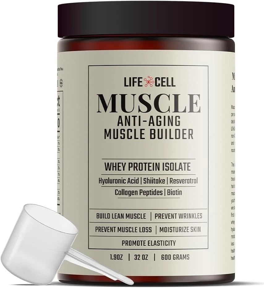Whey Protein:Anti-Aging Muscle Builder w/ Shiitake Mushroom, Collagen & Hyalu…