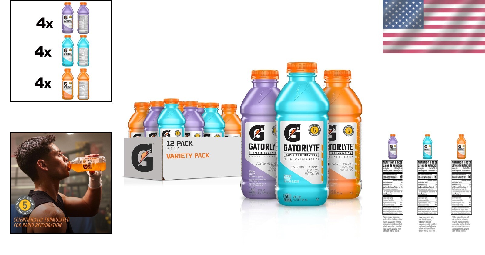 Gatorlyte Rehydration Drink, 12-Pack – Essential Electrolytes and Lower Sugar
