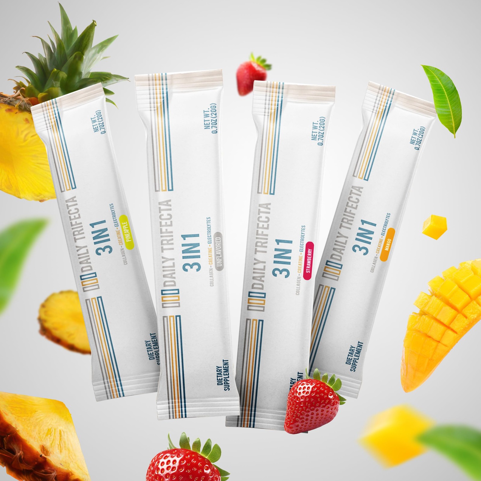 DAILY TRIFECTA 3in1 Collagen, Creatine & Electrolyte Stick Packs | Type I Col…