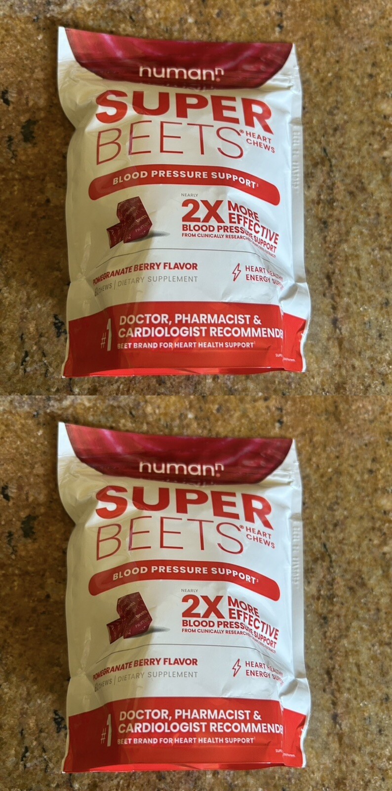 (2 Bag) HumanN SuperBeets Grape Seed Soft Chews – 60 Count. Total OF 120 Count.