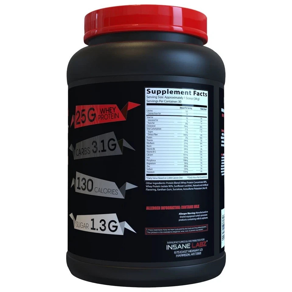 Insane Labz Insane Whey,100 Muscle Building COOKIES N CREAM 2LB