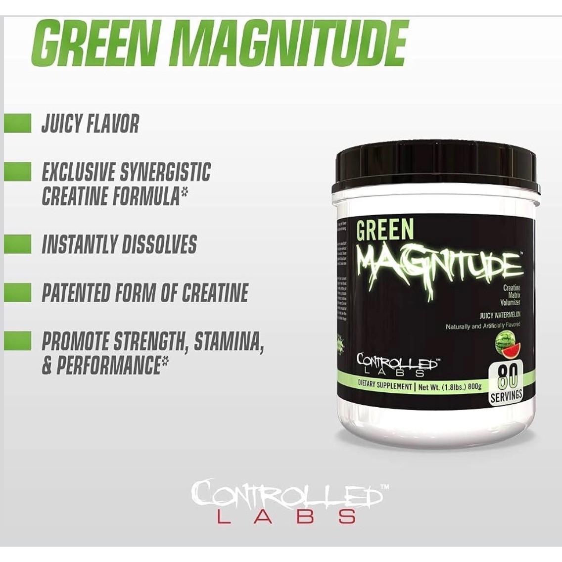 Controlled Labs Green MAGnitude Juicy Watermelon Creatine Matrix 800g 80 Serving