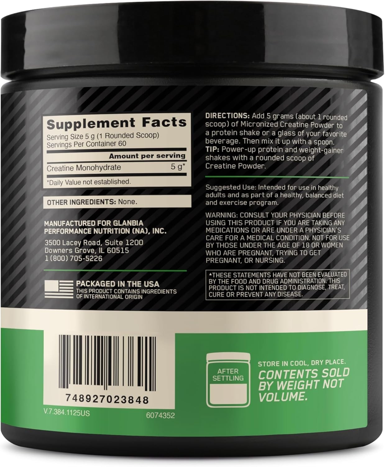 Optimum Nutrition creatine micronized creatine monohydrate power 5g per Serving,