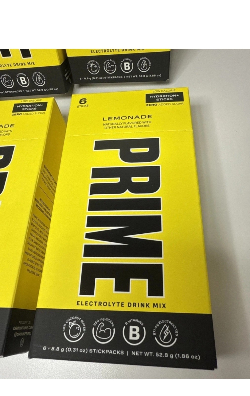 4 Prime Electrolyte Hydration Drink Mix Sticks Lemonade 24 Packs Zero Add Sugar