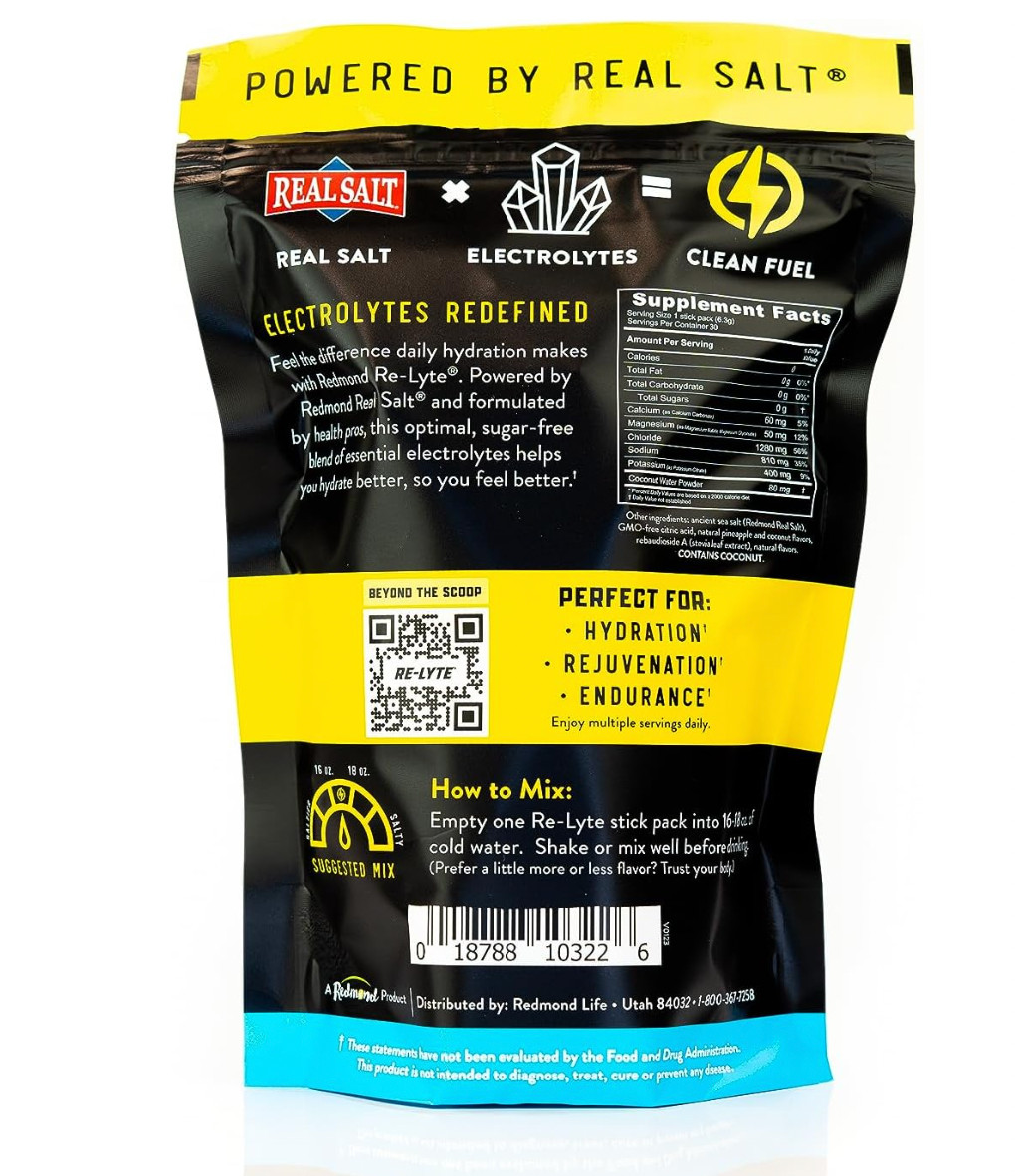 REDMOND Re-Lyte Hydration Electrolyte Powder Mix (Pina Colada), 30 Stick Packs