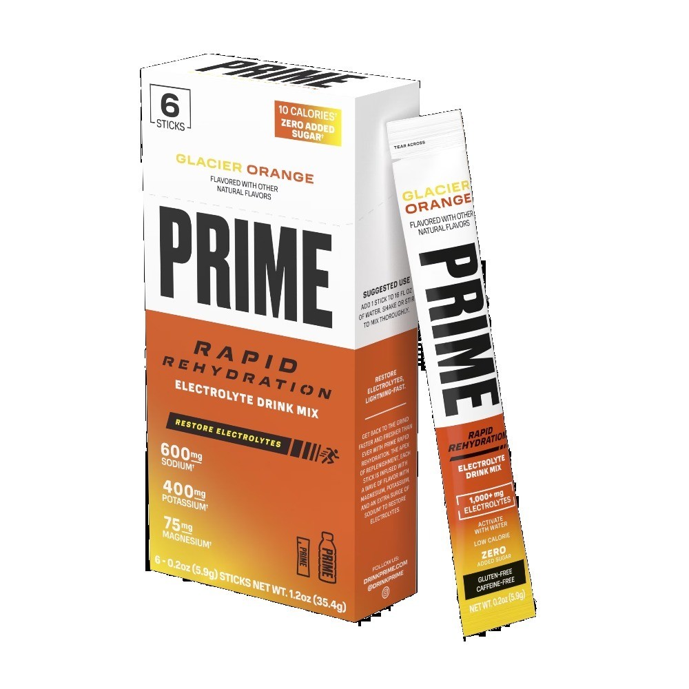 Rapid Hydration Electrolyte Powder Sticks Glacier Orange Flavor Pack of 6