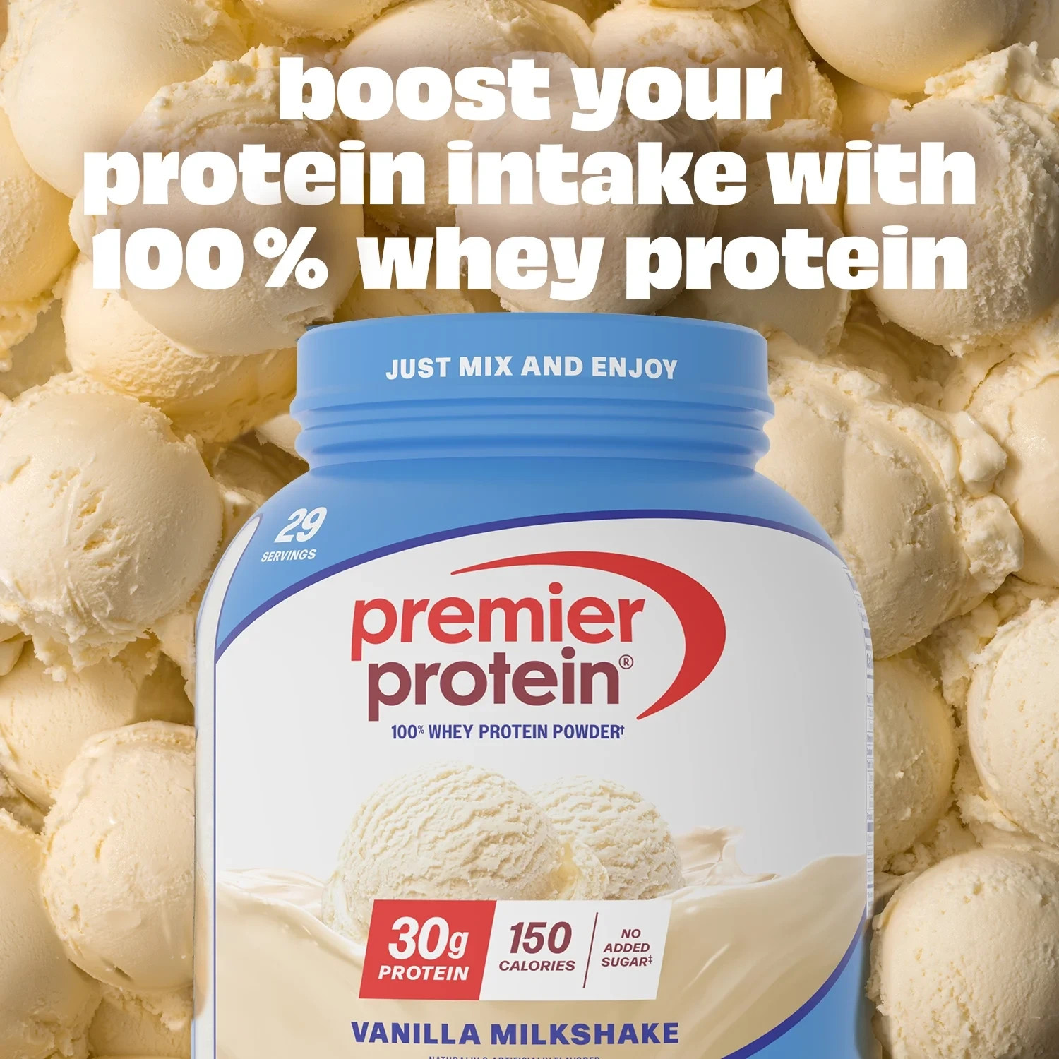 Premier Protein 100% Whey Protein Powder, Vanilla Milkshake, 30g Protein, 29Ser