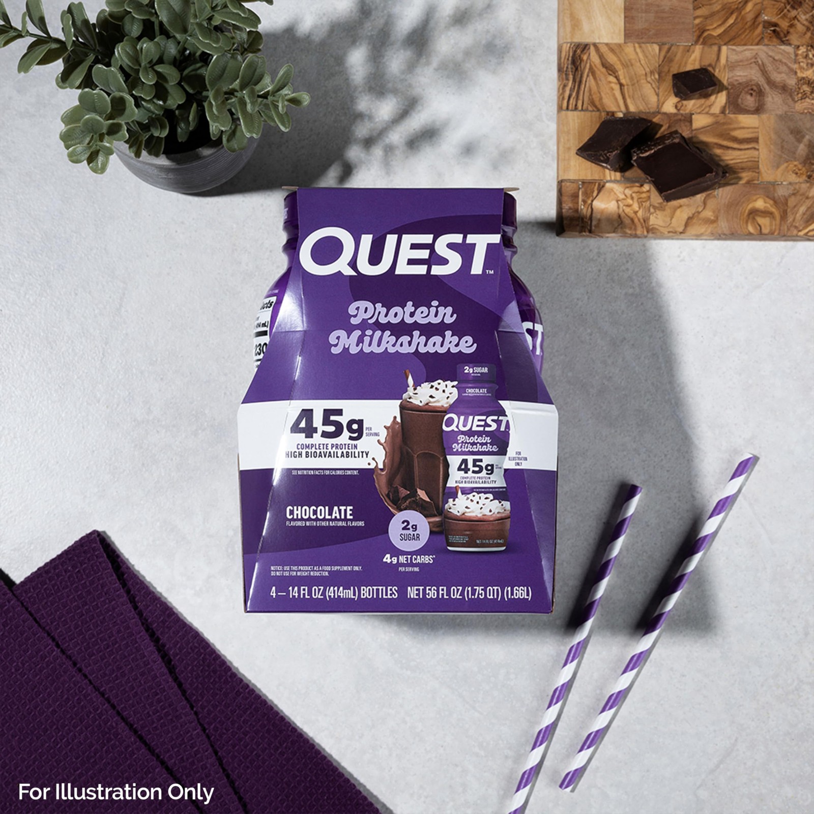Quest Nutrition Chocolate Protein Shake, 45g Protein, 14 Fl Oz (Pack of 12)