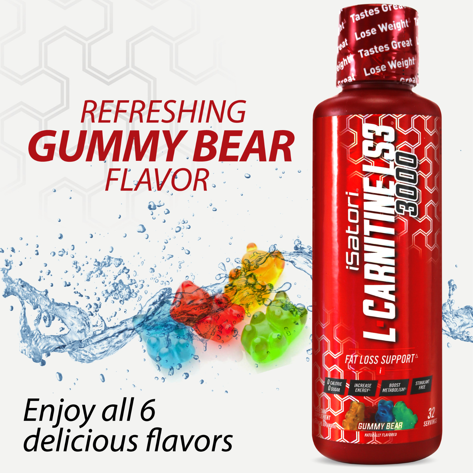 L-CARNITINE LS3 3000 Fat Loss – Metabolism Activator – Gummy Bear (32 Servings)
