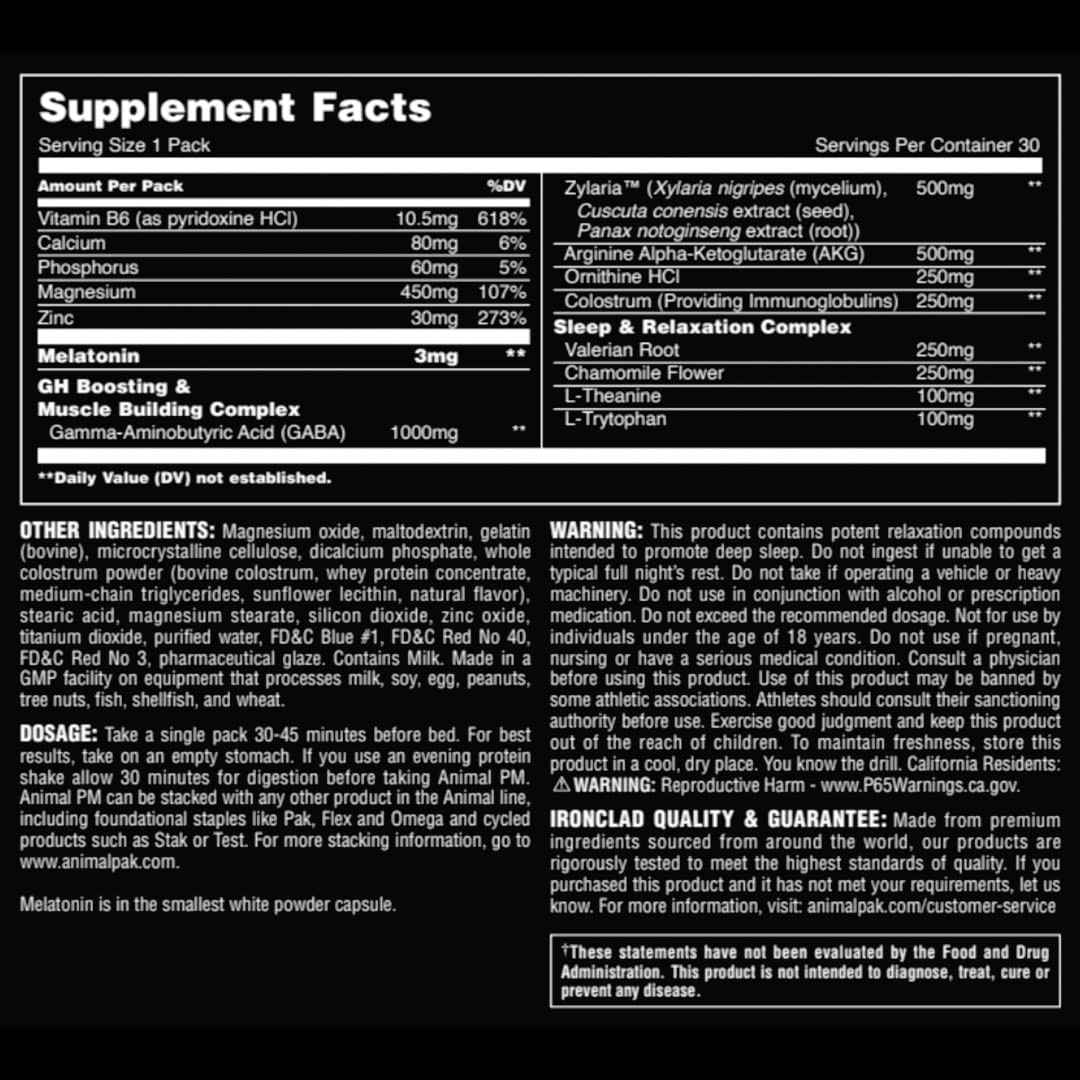 Animal PM – Sleep Aid for Adults Non-Habit 1 Count (Pack of 30), Multicolor
