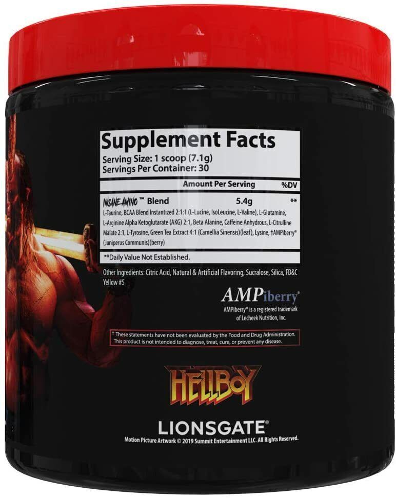 Insane Labz Hellboy Insane Amino BCAA Energy Pre-Workout 30 Servings 3 Flavors