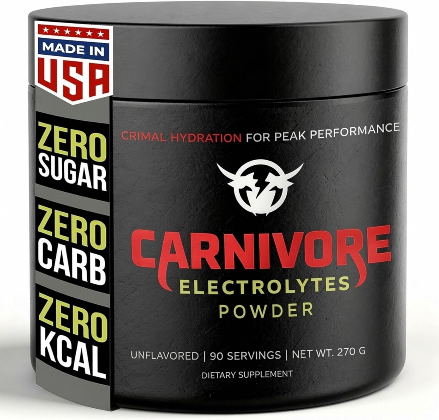 Carnivore Electrolytes Unflavored Keto Electrolytes Powder, 90 Servings – Daily