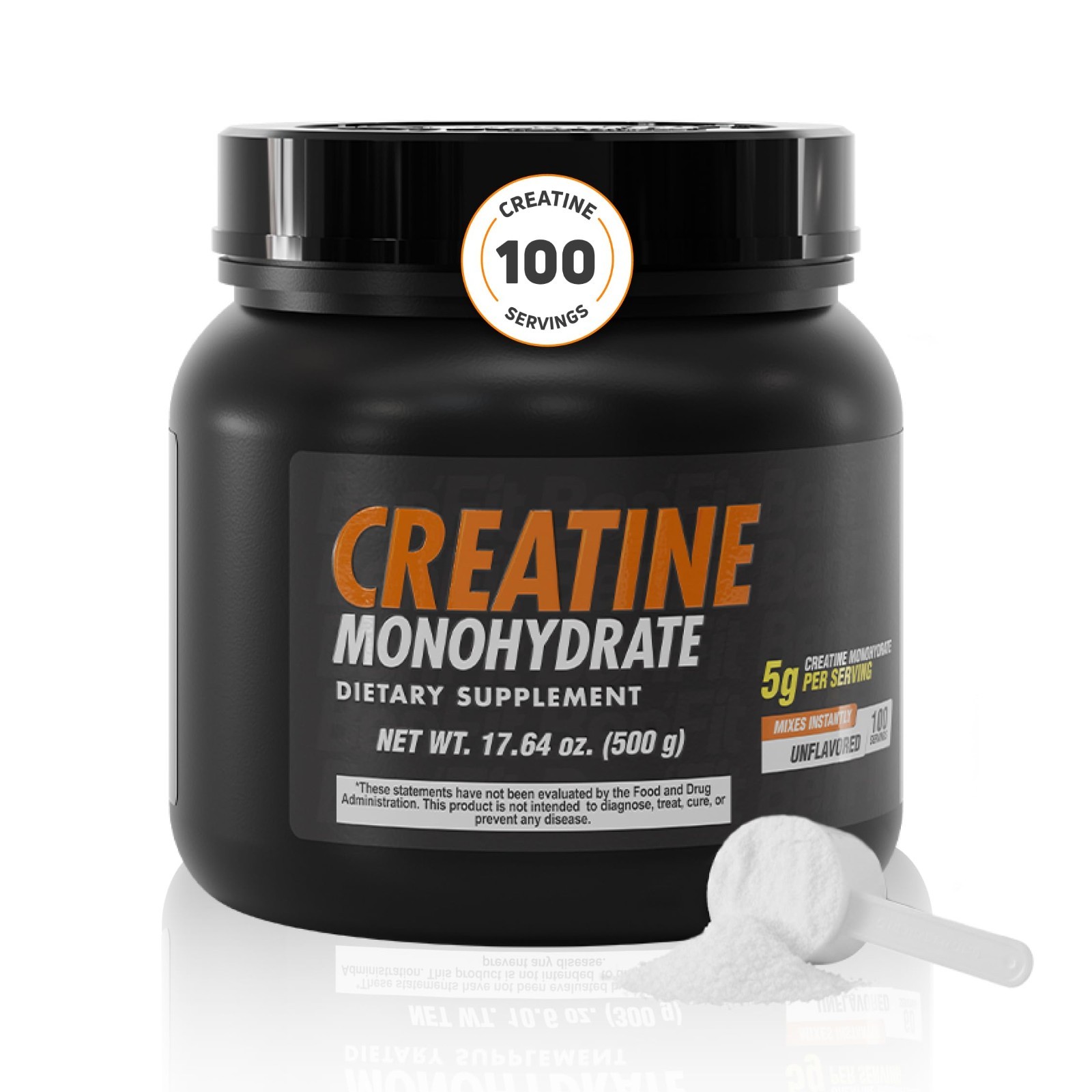 Unflavored Creatine Monohydrate Powder 500g – 5g per Serving, 100 Servings