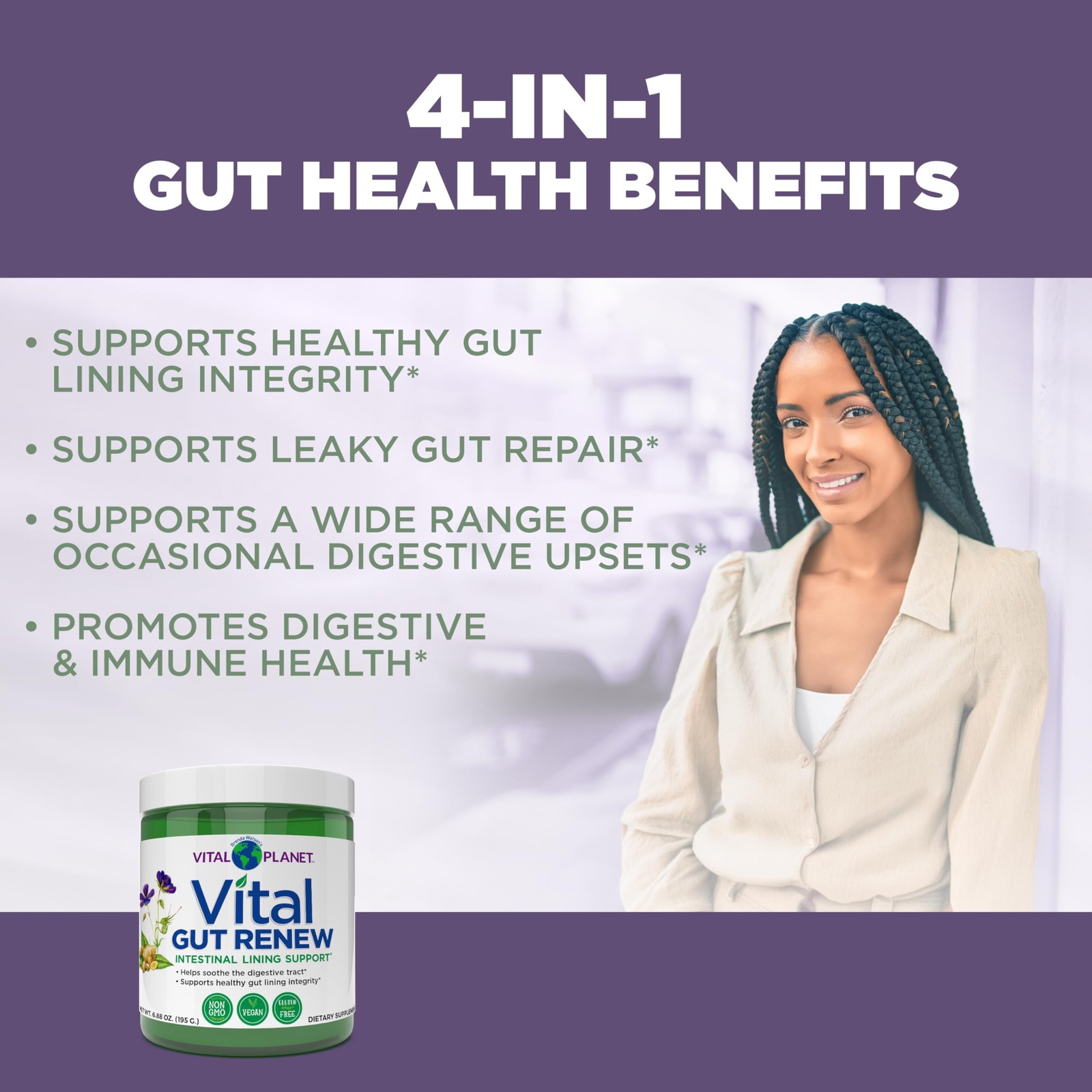 Vital Gut Renew Powder Supplement for Leaky Gut Repair with L-Glutamine,