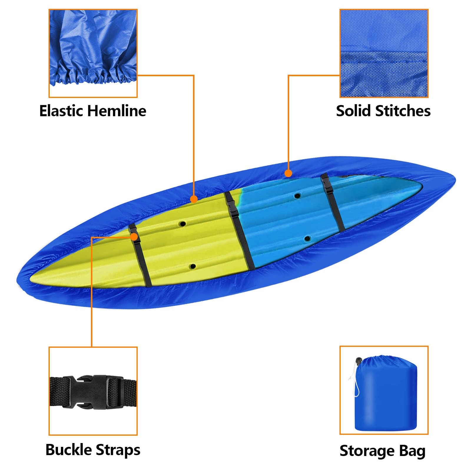 i Cover Kayak Canoe Boat Cover Heavy Duty Waterproof UV Resistant Storage