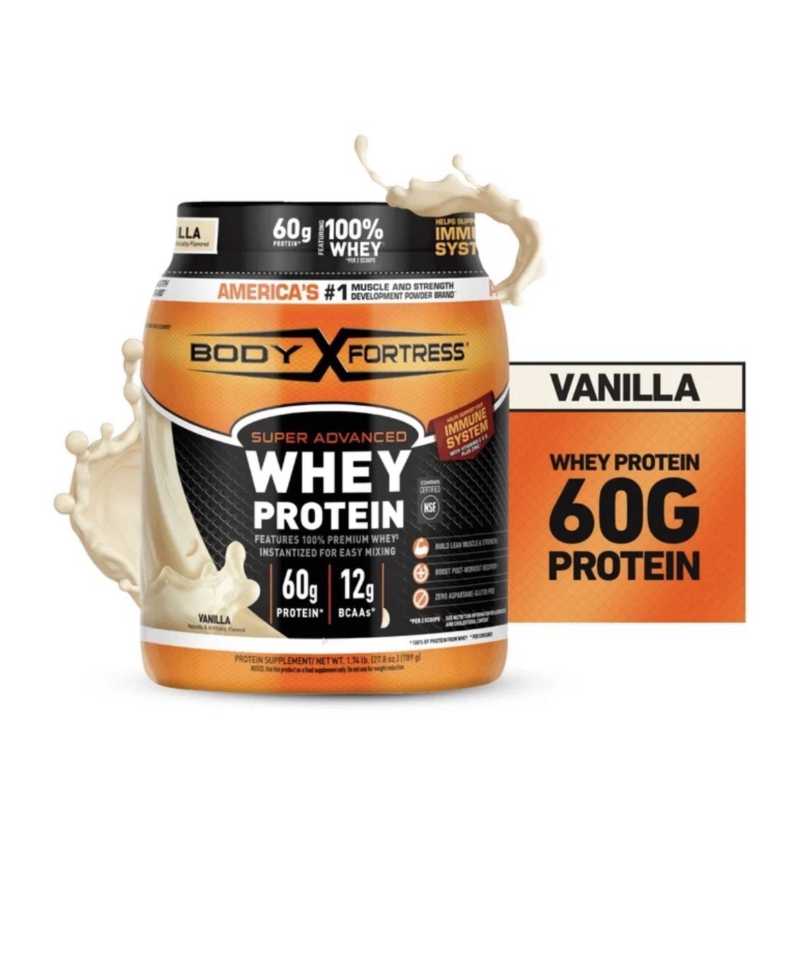 Body Fortress Whey Protein Vanilla 1.74lb 60g Protein
