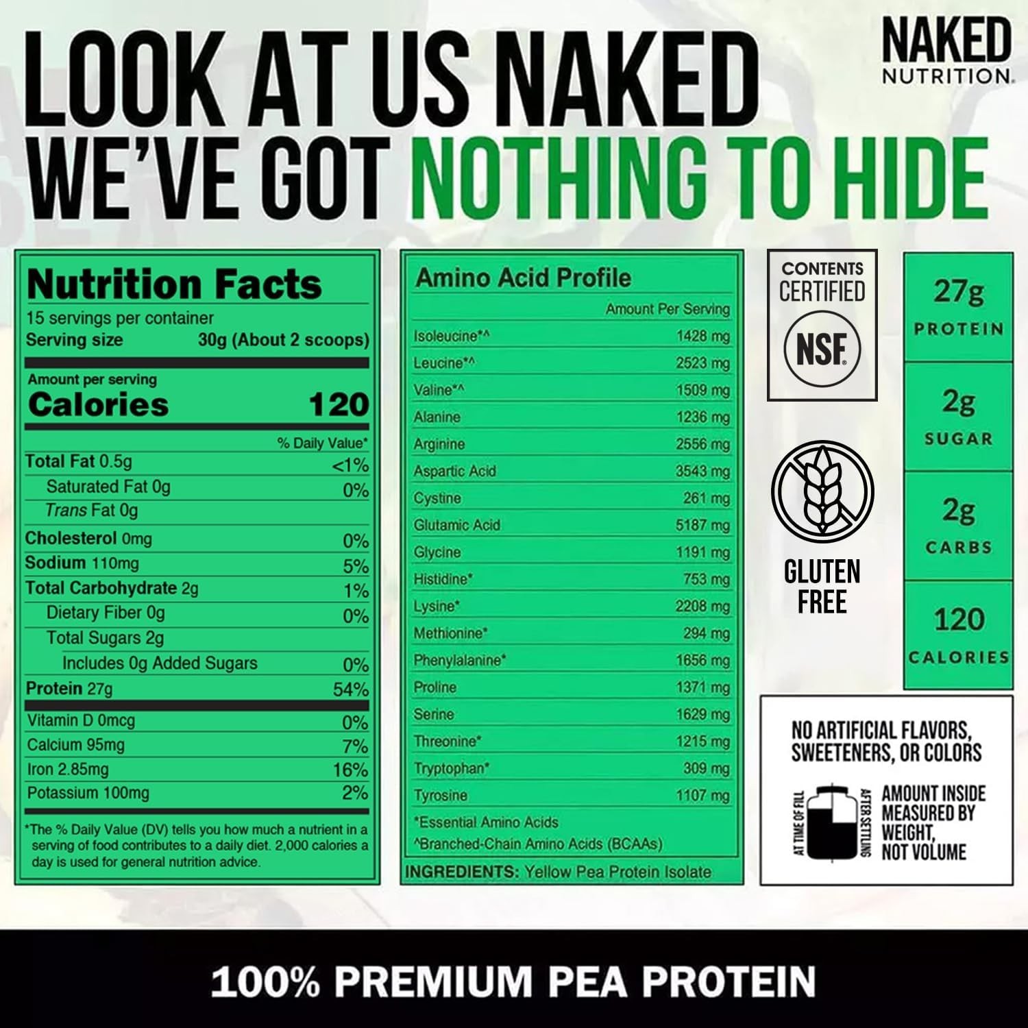 Pure Yellow Pea Protein Isolate, & Gluten-Free – 27g Protein per Serving