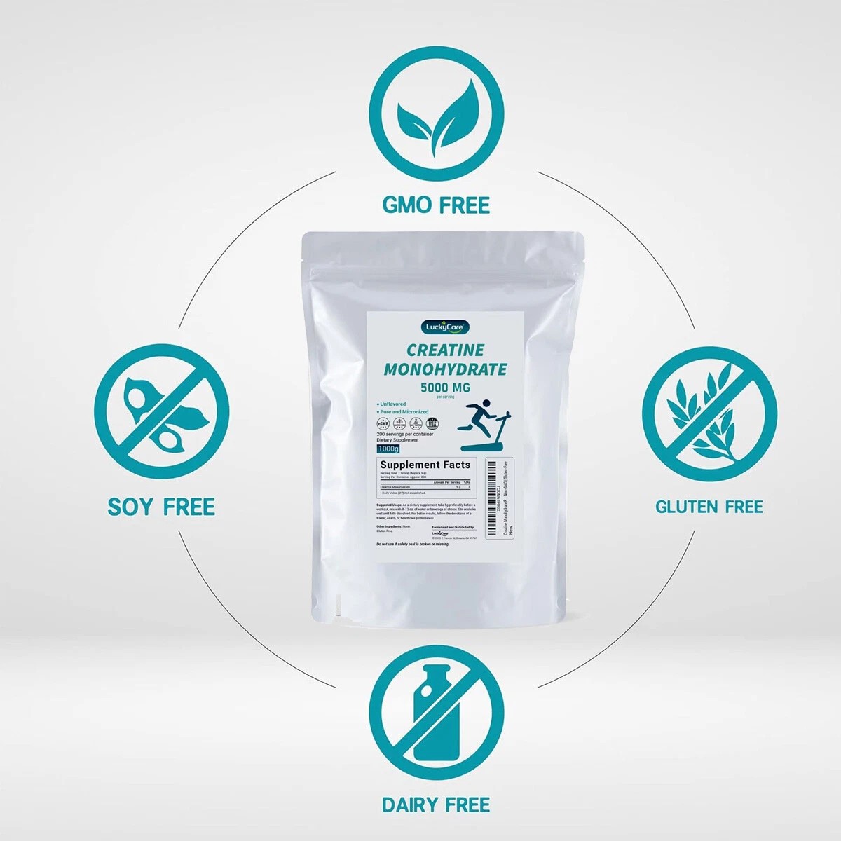 Pure Creatine Monohydrate Micronized Powder 2.2lbs 200 Servings 5g Per Serving