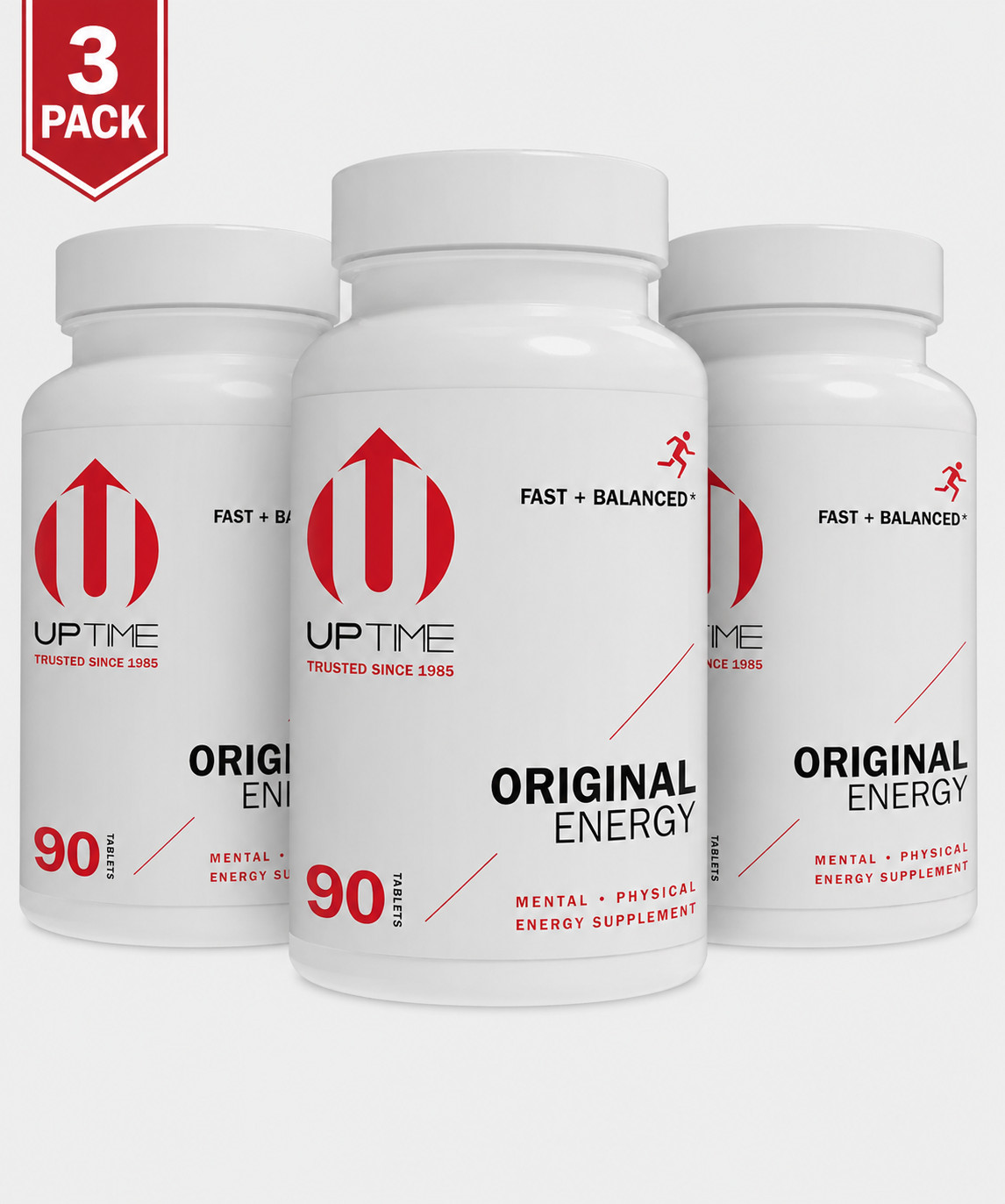 Uptime Energy Tablets 270 Ct (3×90) Original Caffeine Ginseng Ginkgo NEW