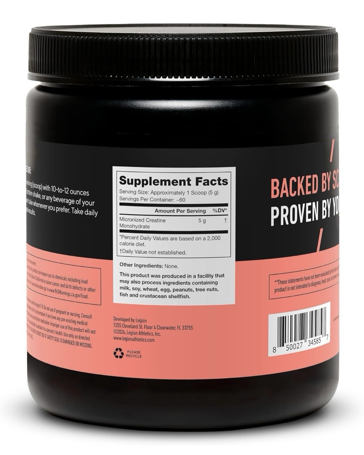 1/27 LEGION Micronized Creatine Monohydrate Supplement – Clean Creatine Powder