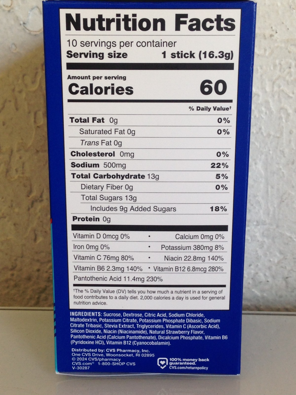 CVS Rapid Hydration Electrolyte Drink Mix Strawberry, 10 Stick (30 Sticks Total)