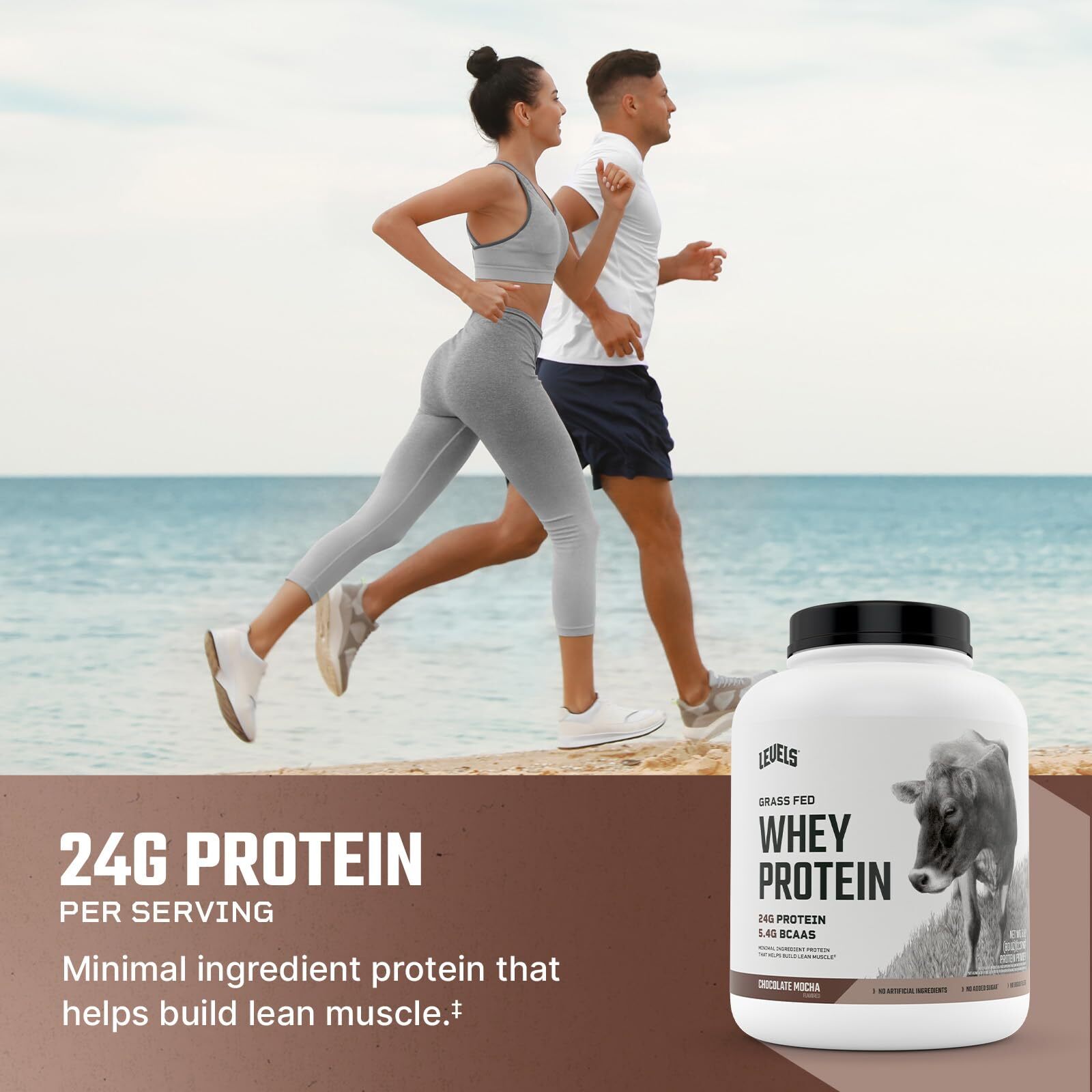 Levels Chocolate Mocha Whey Protein Powder 71 Servings 24g Protein per Scoop