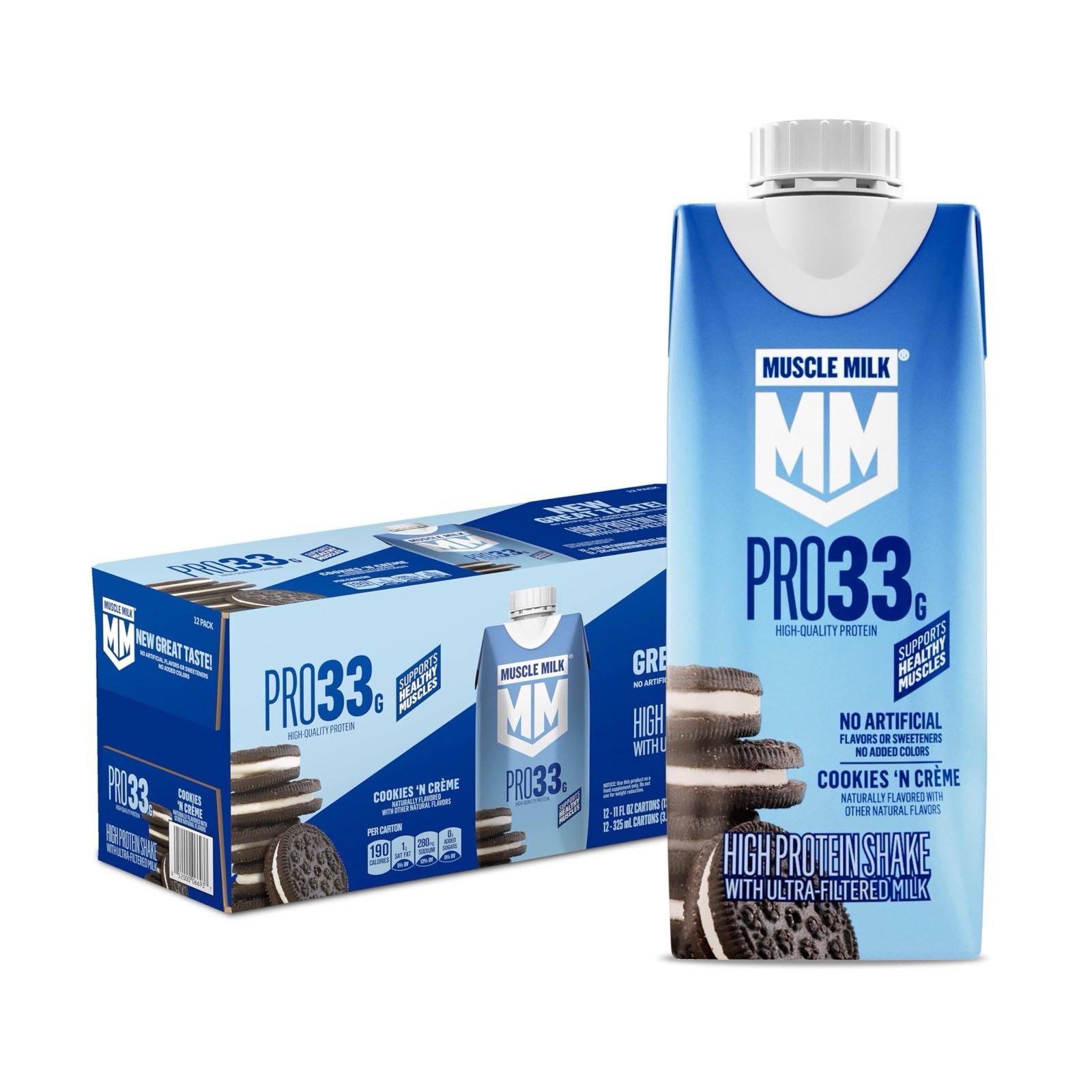 Muscle Milk Pro High Protein Shake, Cookies ‘n Creme 🍪 11 fl oz (12 Pack)